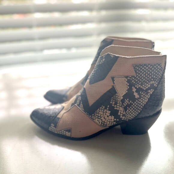 Snake Skin Leather Booties Matisse x Free People x Jeffrey Campbell Size 8 Avant - Picture 6 of 6